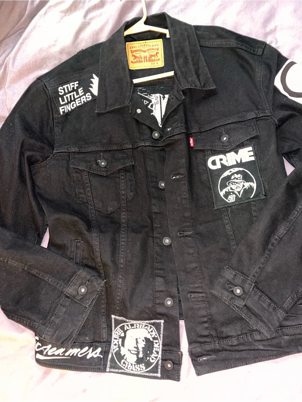 Levi's Black Denim Jacket with White Graphic Patch